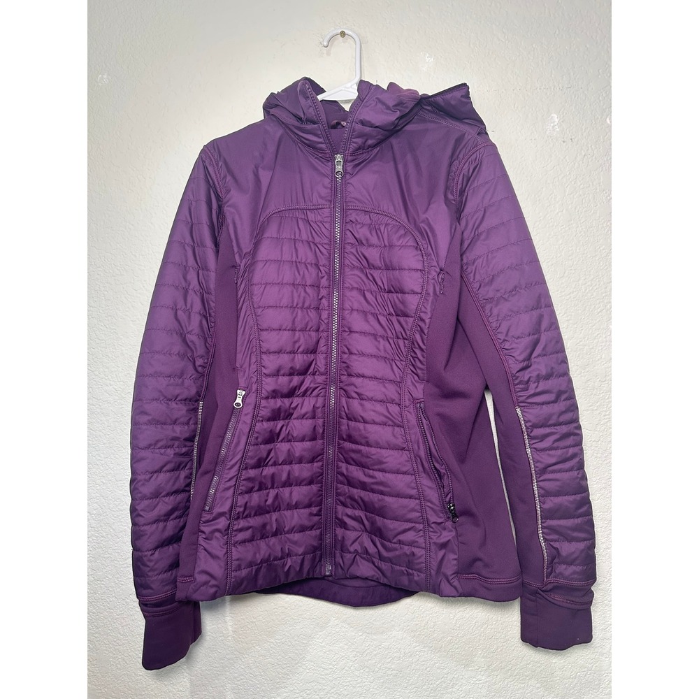 Lululemon Flurry Fighter Hooded Jacket Purple Quilted Insulated Full Zip W 10